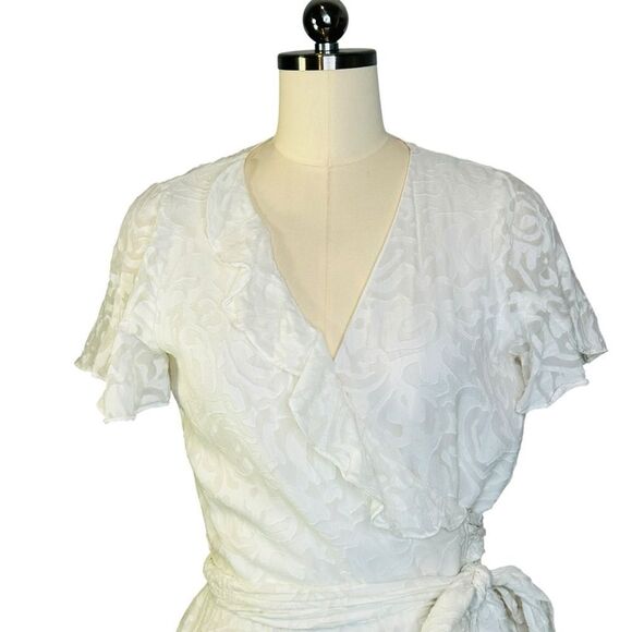 Tanya Taylor White Bianka Silk Floral Mini Wrap Dress | 6 - Picture 7 of 9